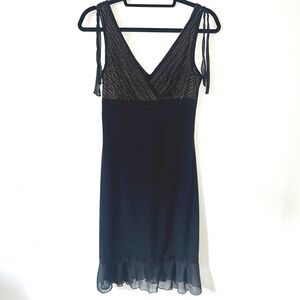 Vintage Byer Too Sz M Midi Babydoll Dress Black Chiffon Y2K Fairy Grunge Party